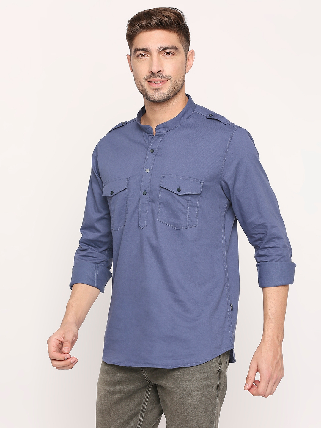 spykar | Spykar Petrol Cotton Full Sleeve Plain Shirt For Men 1