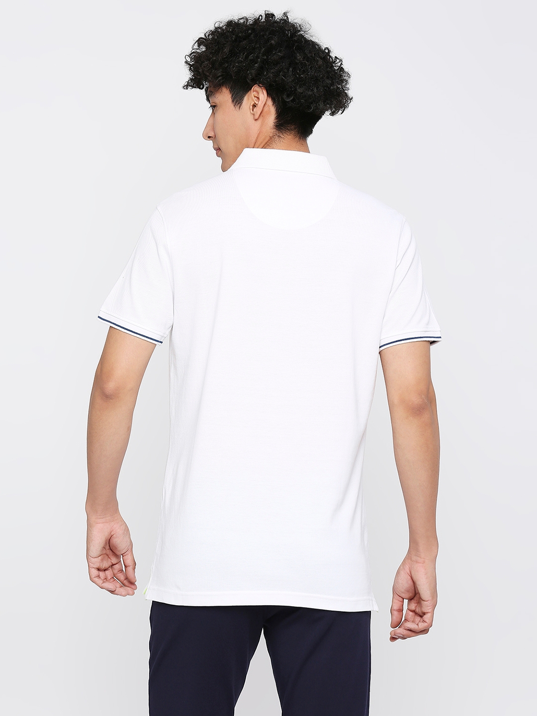 spykar | Spykar Men White Cotton Slim Fit Plain Polo Neck Tshirt 3