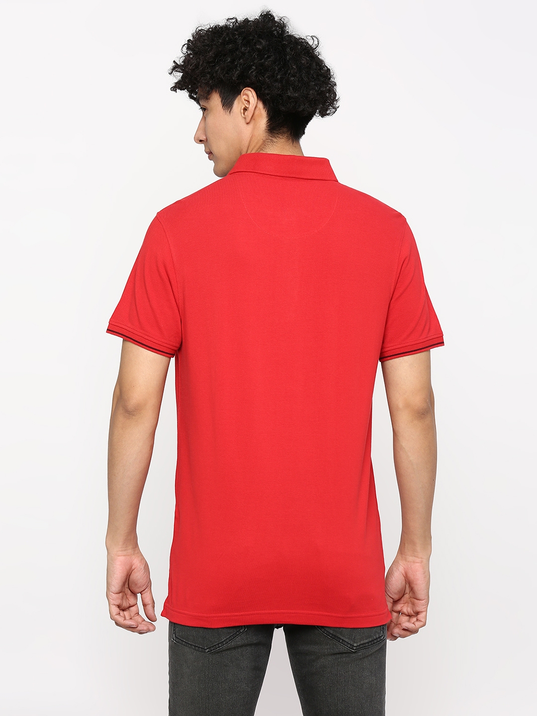 spykar | Spykar Men True Red Cotton Slim Fit Plain Polo Neck Tshirt 3