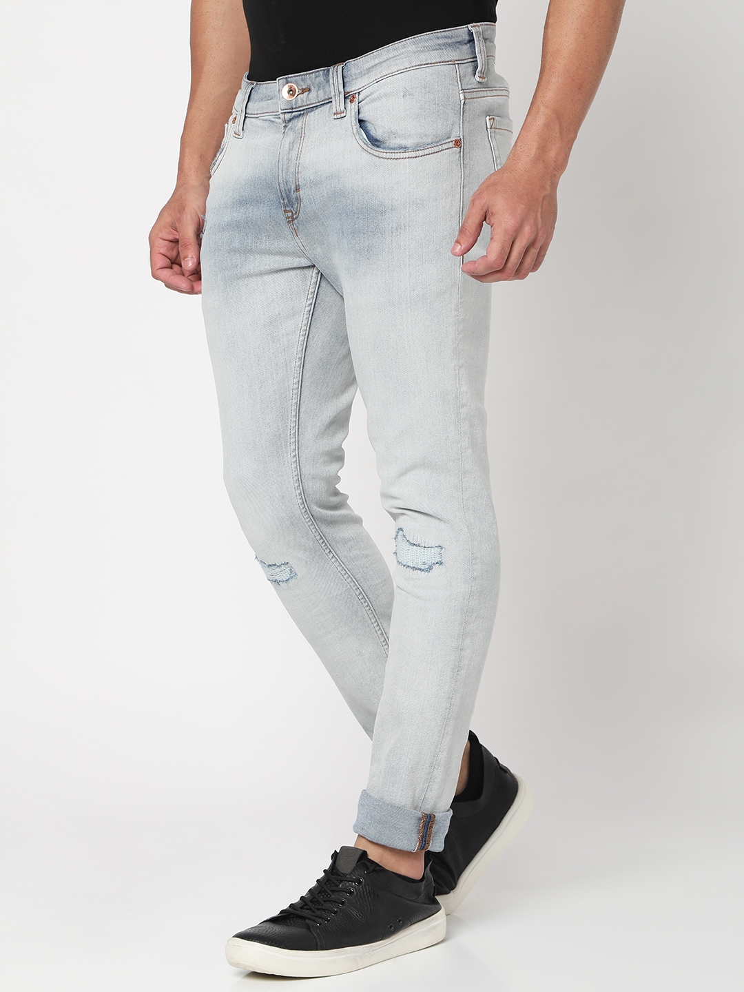 spykar | Men's Blue Cotton Blend Solid Jeans 1