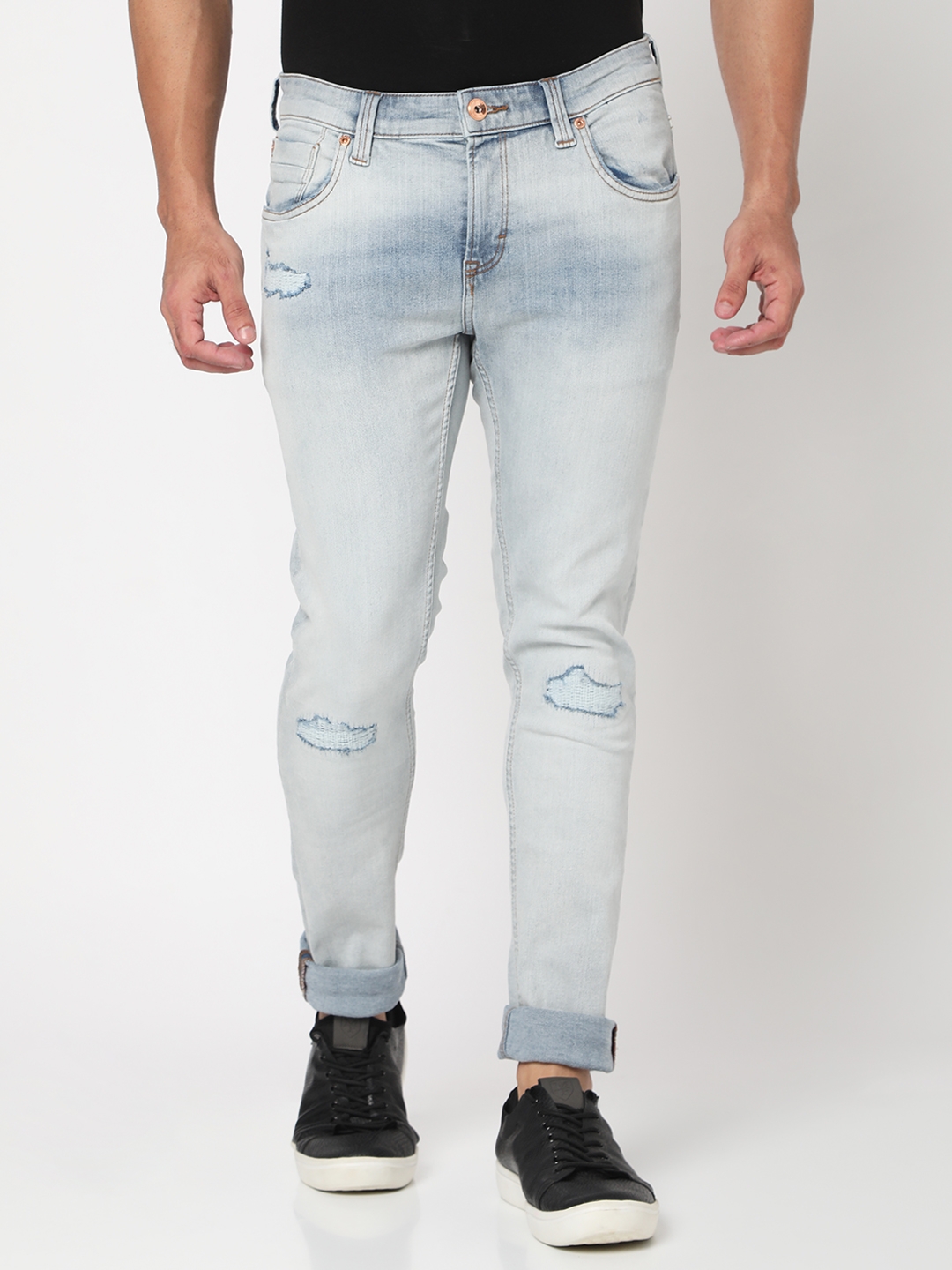 spykar | Men's Blue Cotton Blend Solid Jeans 0