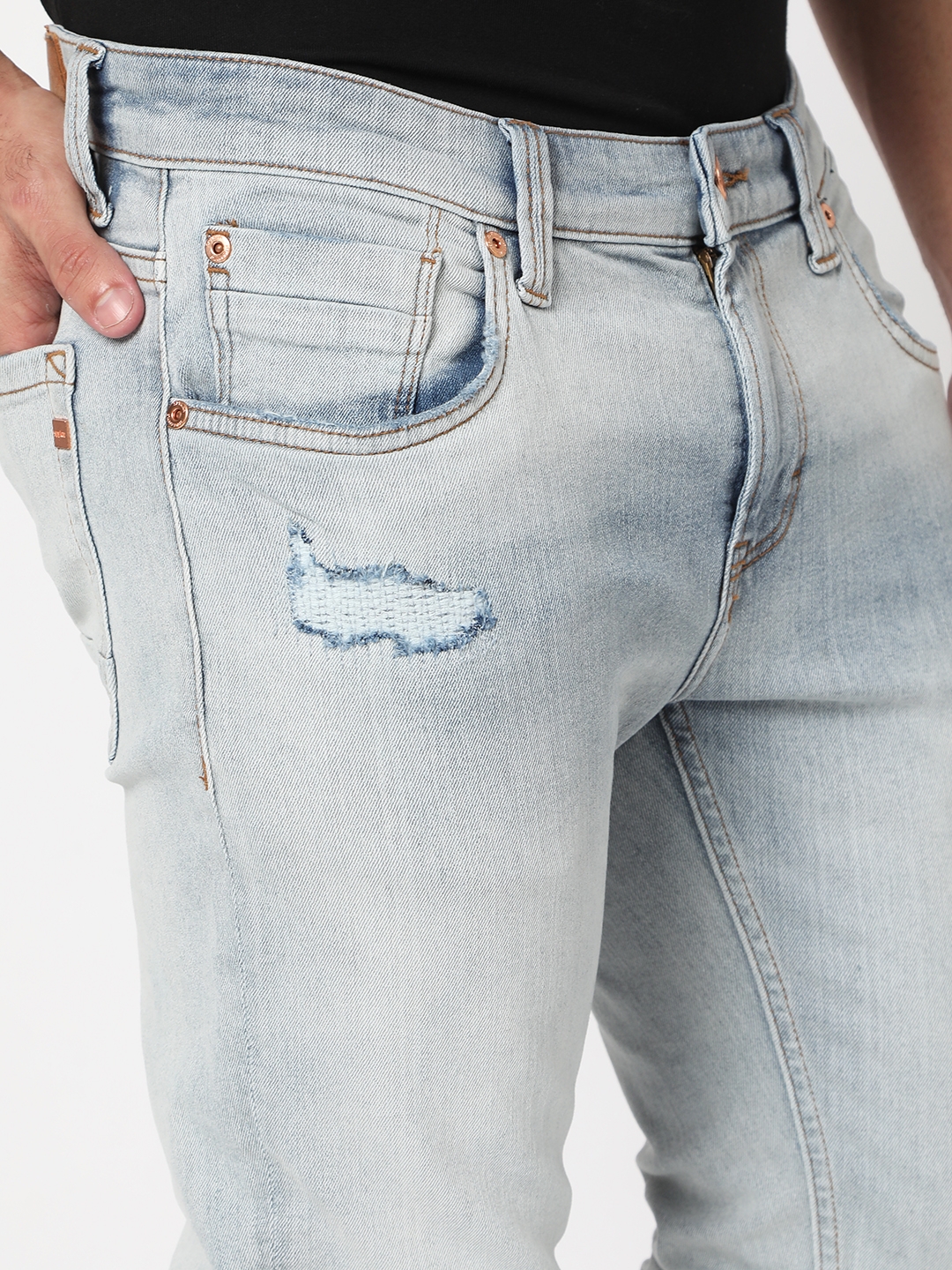 spykar | Men's Blue Cotton Blend Solid Jeans 4