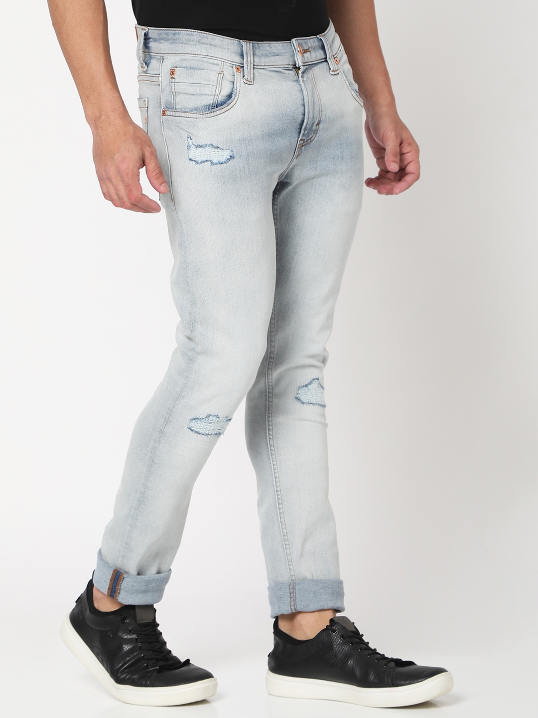 spykar | Men's Blue Cotton Blend Solid Jeans 2
