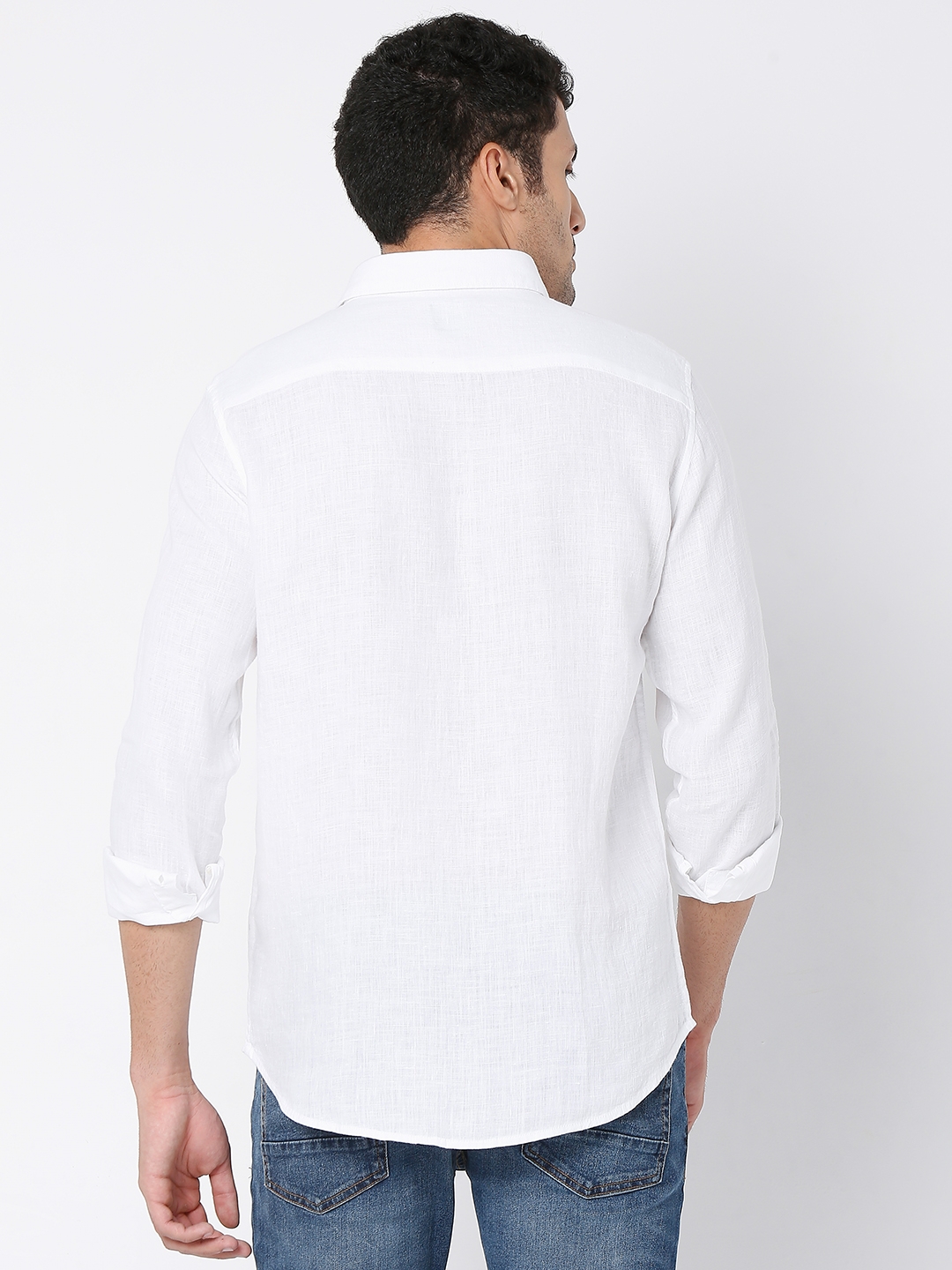 spykar | Men's White Cotton Solid Casual Shirts 4