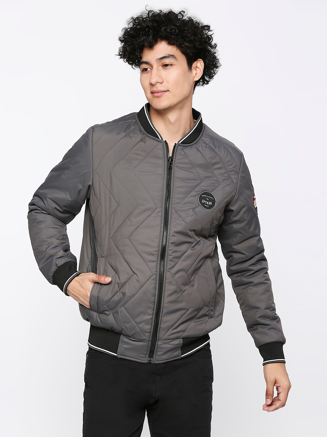 spykar | Spykar Charcoal Grey Desert Polyester Full Sleeve Casual Jacket For Men 0