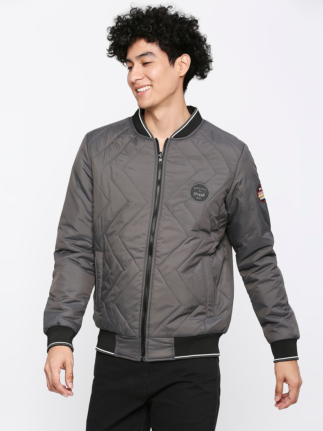 spykar | Spykar Charcoal Grey Desert Polyester Full Sleeve Casual Jacket For Men 1