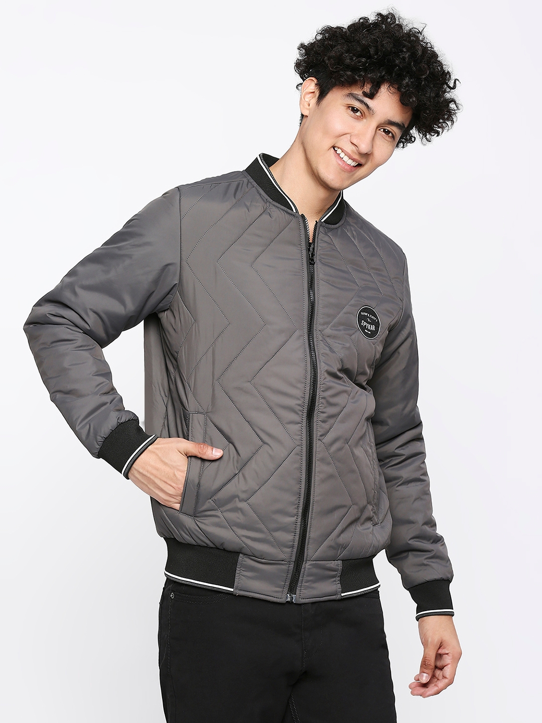 spykar | Spykar Charcoal Grey Desert Polyester Full Sleeve Casual Jacket For Men 2