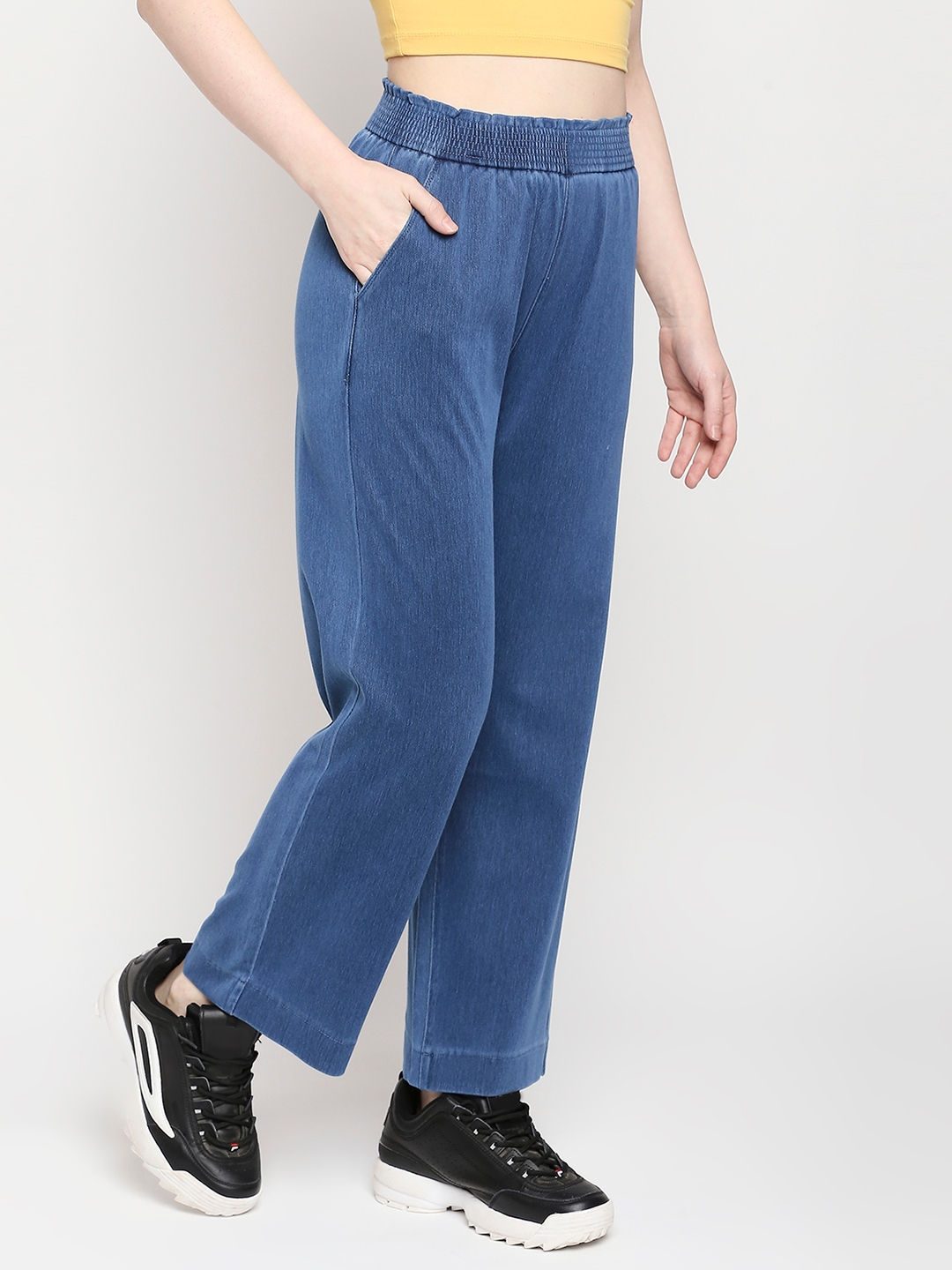 spykar | Women's Blue Cotton Solid Trackpants 2