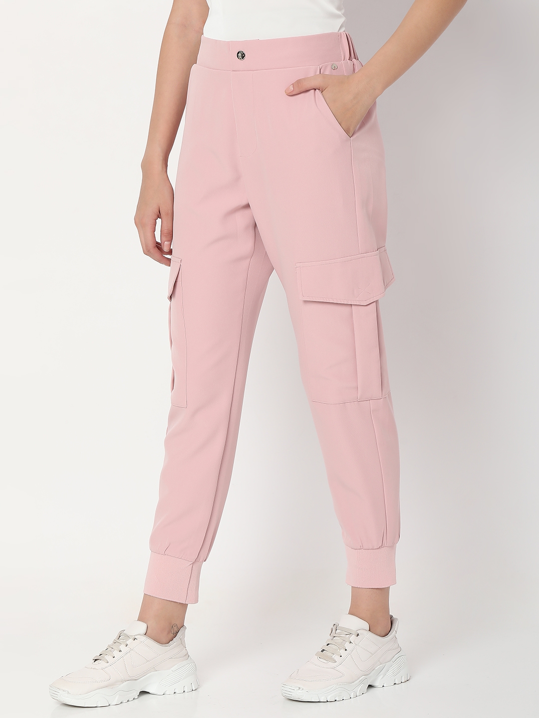 spykar | Women's Pink Cotton Solid Trackpants 1