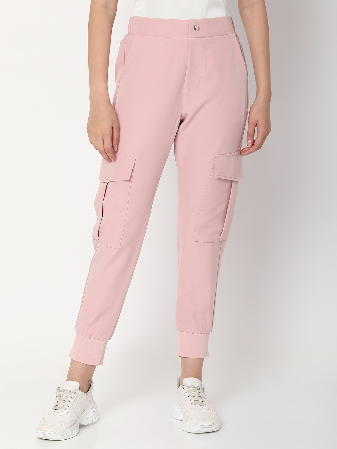 spykar | Women's Pink Cotton Solid Trackpants 0