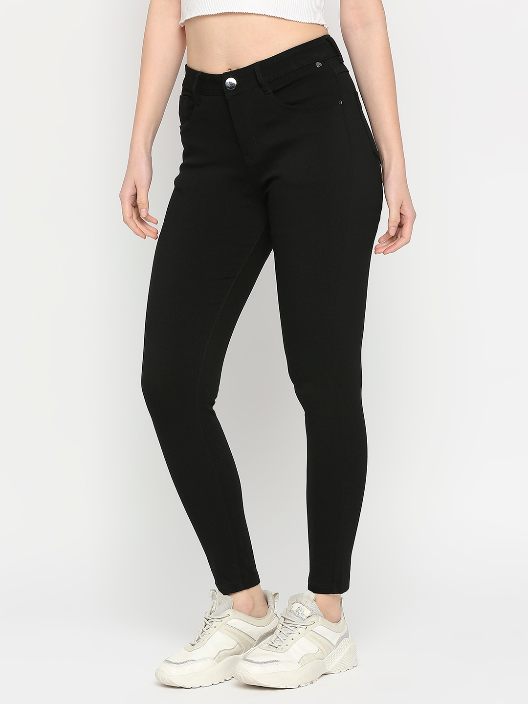 spykar | Women's Black Cotton Solid Trackpants 1