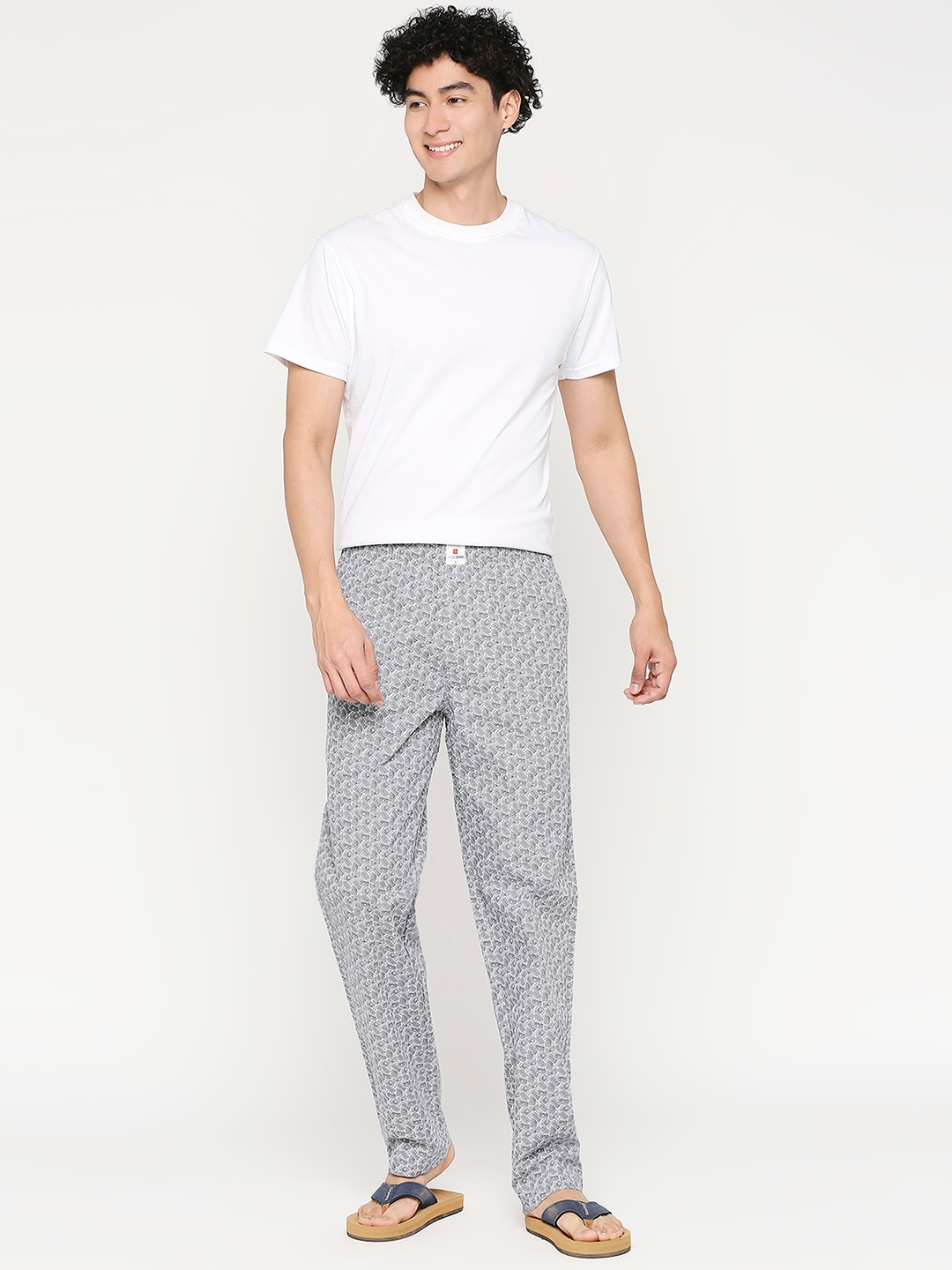 Spykar | Underjeans by Spykar Men Grey & White Cotton Regular Fit Pyjama 5