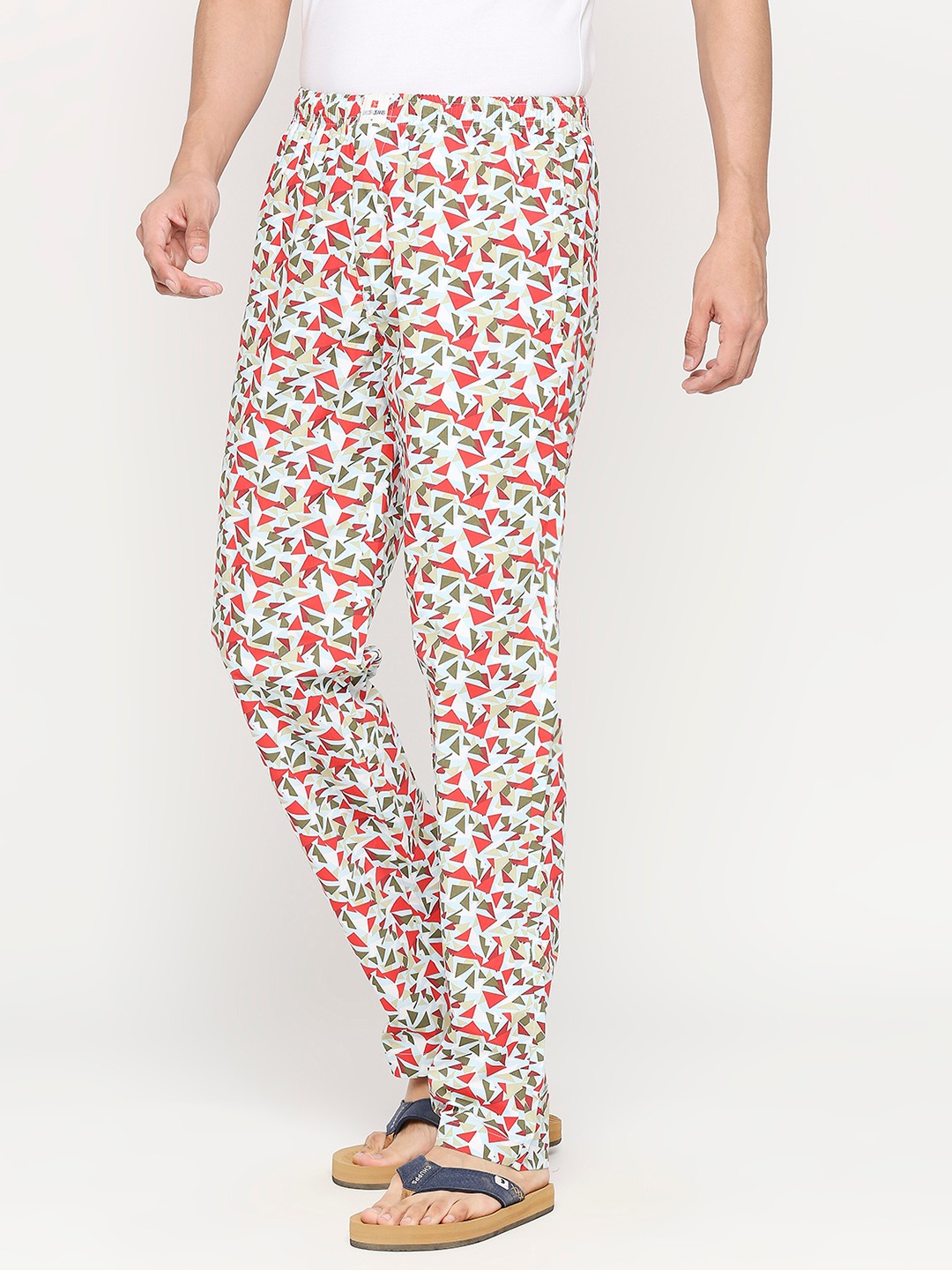 Underjeans by Spykar Men Red & Sky Blue Cotton Regular Fit Pyjama