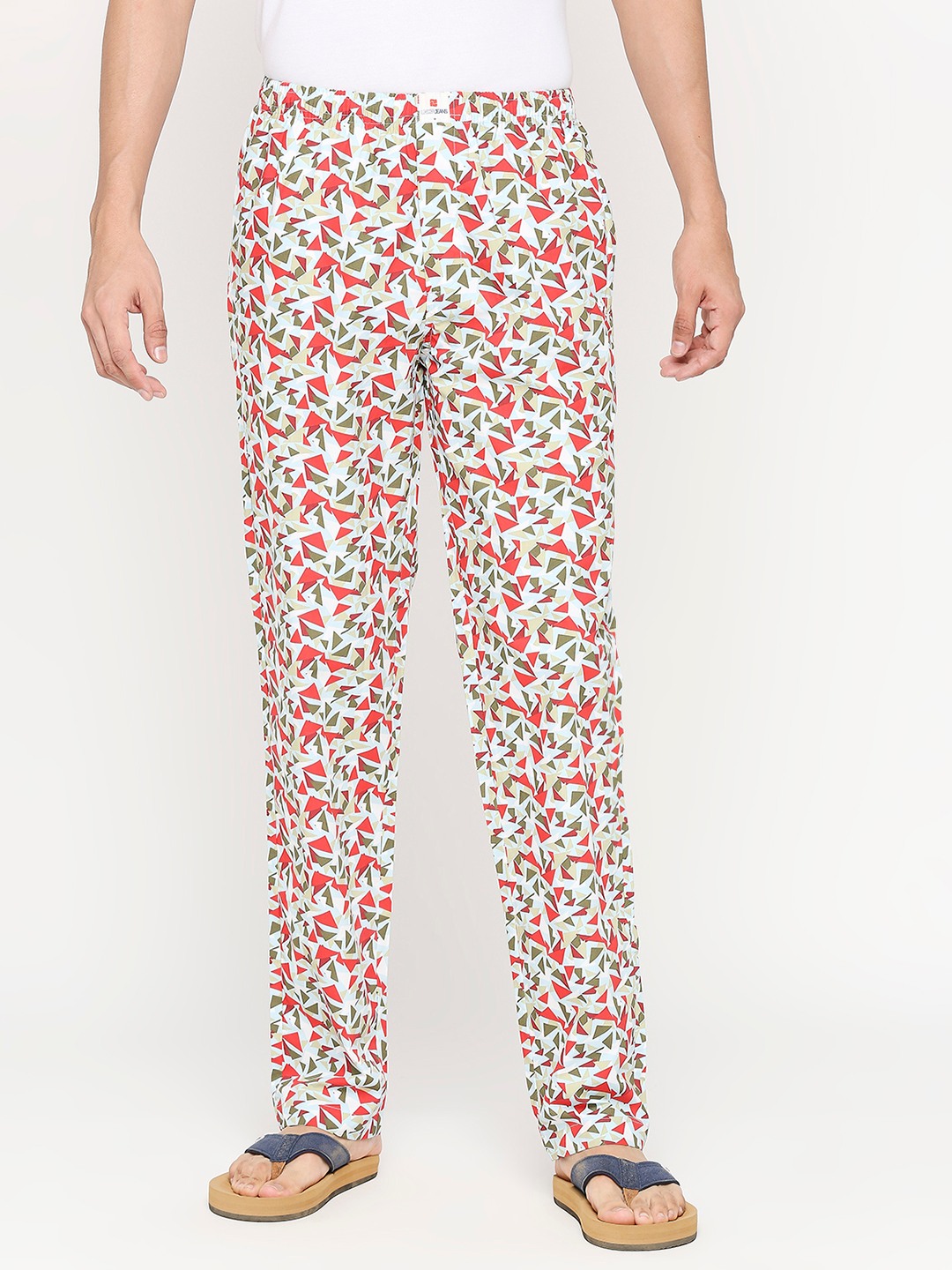 Underjeans by Spykar Men Red & Sky Blue Cotton Regular Fit Pyjama