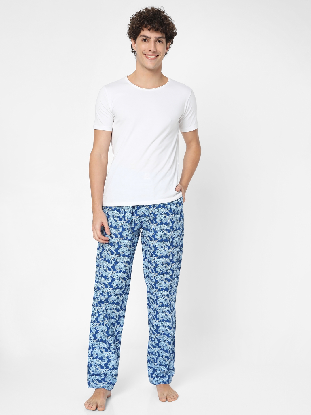 spykar | Underjeans by Spykar Blue Cotton Blend Regular Fit Pyjama 5