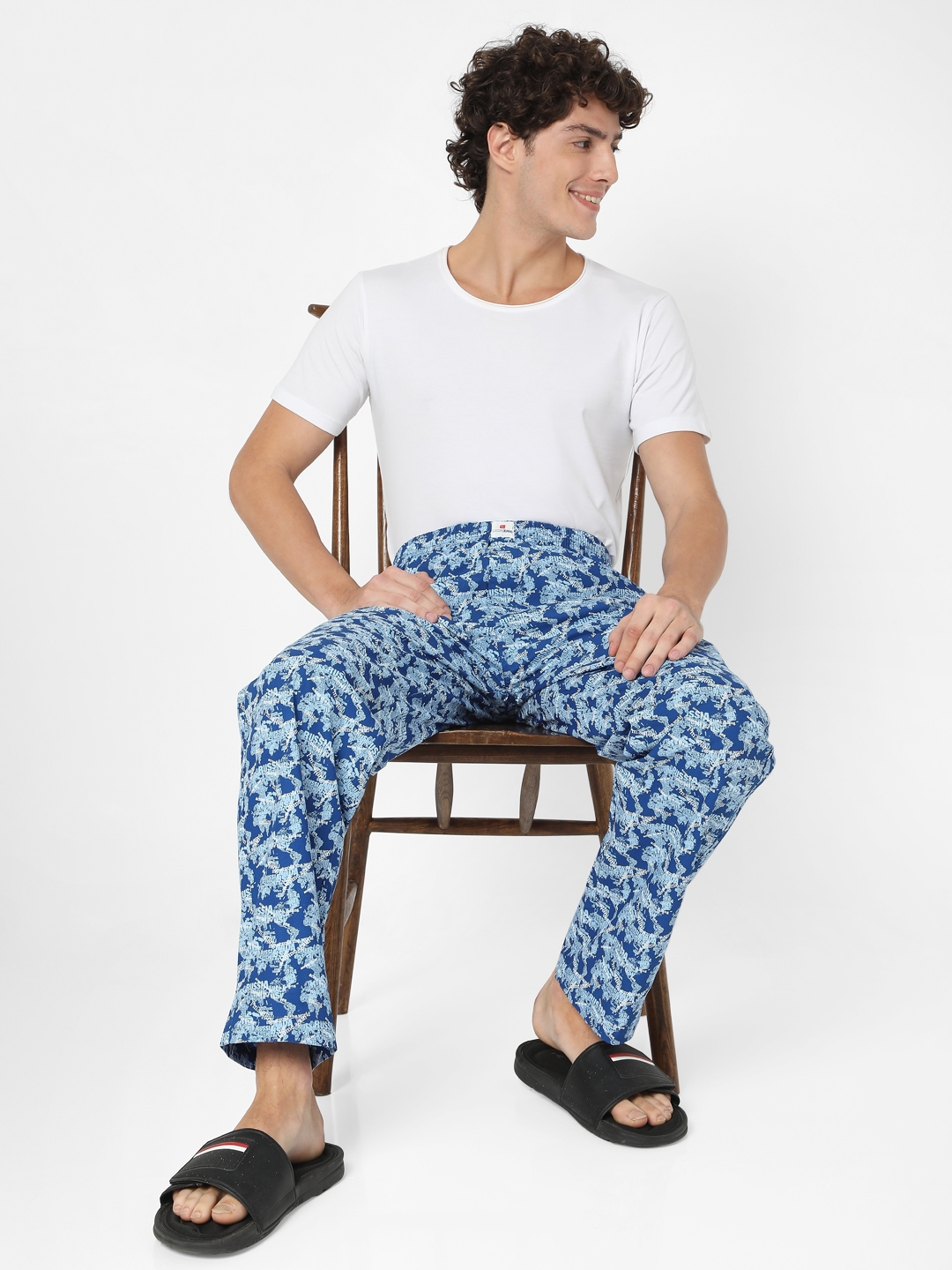 spykar | Underjeans by Spykar Blue Cotton Blend Regular Fit Pyjama 6