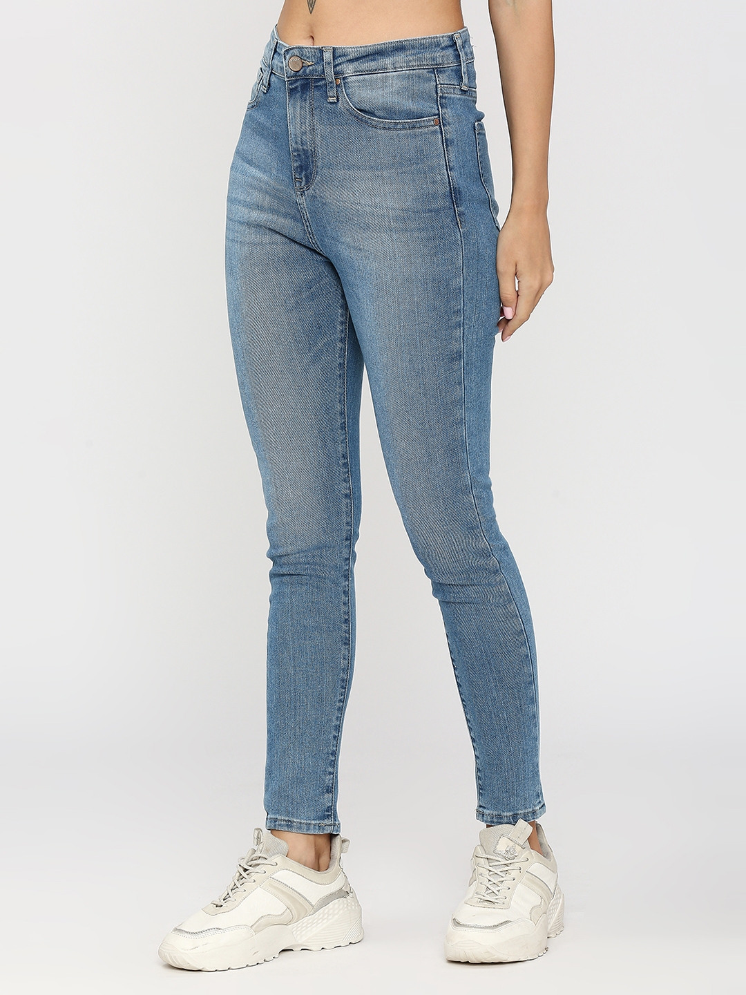 spykar | Spykar Women Light Blue Cotton Super Skinny Fit Ankle Length Clean Look High Rise Jeans (Alexa) 1