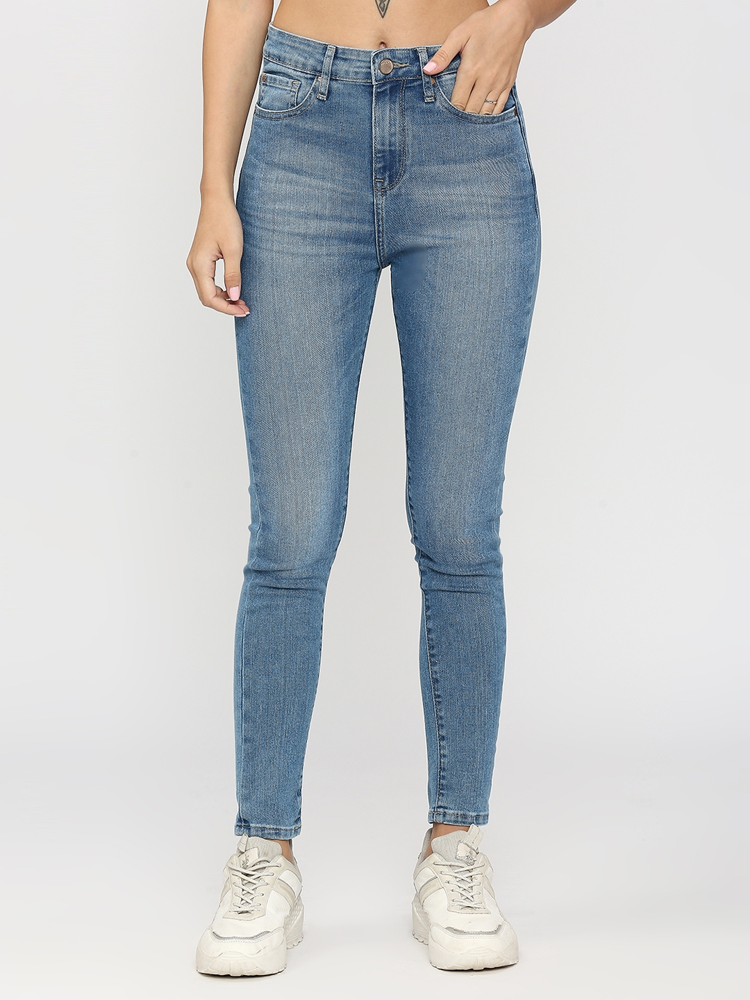 spykar | Spykar Women Light Blue Cotton Super Skinny Fit Ankle Length Clean Look High Rise Jeans (Alexa) 0