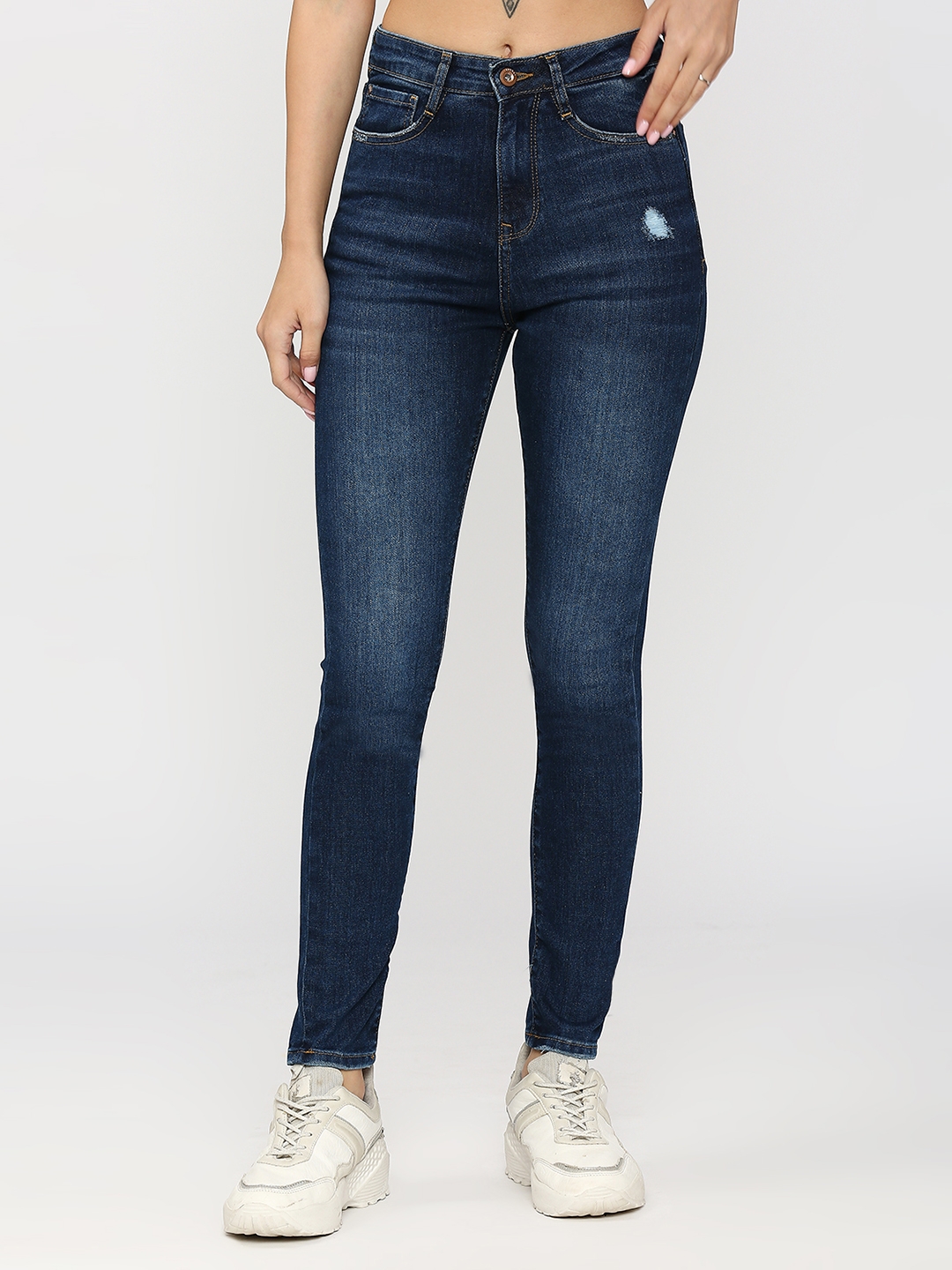 spykar | Spykar Women Dark Blue Cotton Super Skinny Fit Ankle Length Clean Look High Rise Jeans (Alexa) 0