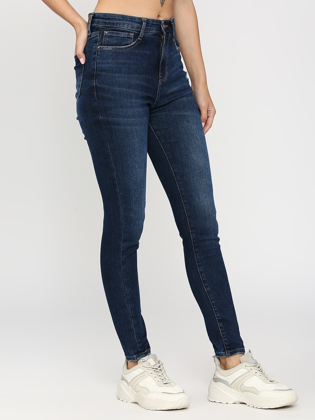 spykar | Spykar Women Dark Blue Cotton Super Skinny Fit Ankle Length Clean Look High Rise Jeans (Alexa) 2