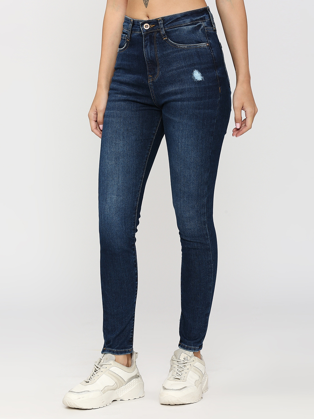 spykar | Spykar Women Dark Blue Cotton Super Skinny Fit Ankle Length Clean Look High Rise Jeans (Alexa) 1