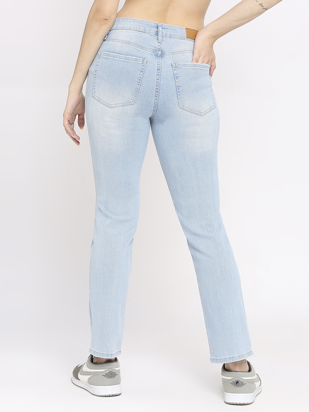 Spykar Women Light Blue Lycra Slim Straigth Fit - Clean Look Mid Rise Jeans-(Emma)