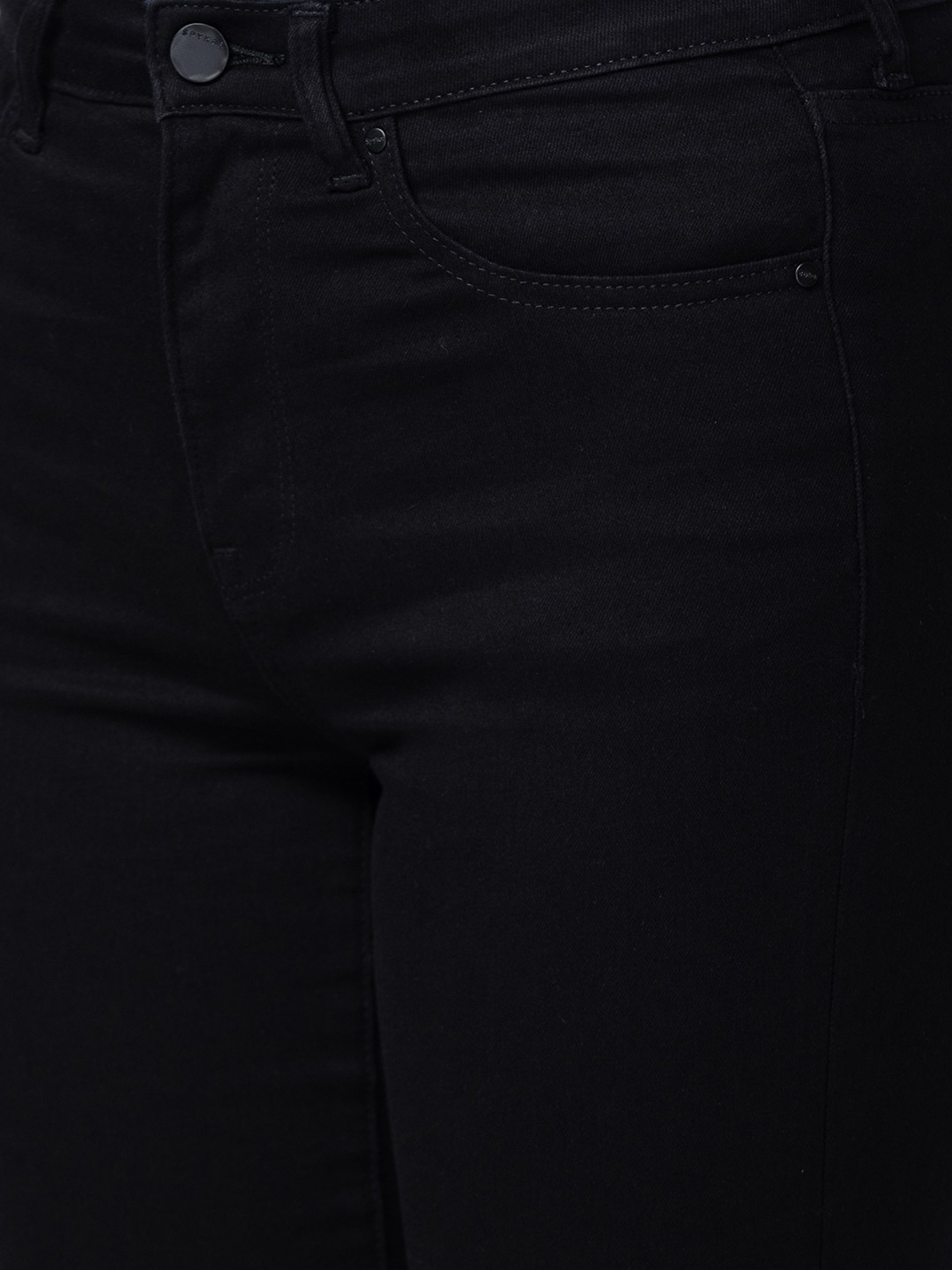 Women's Black Cotton Solid Jeans