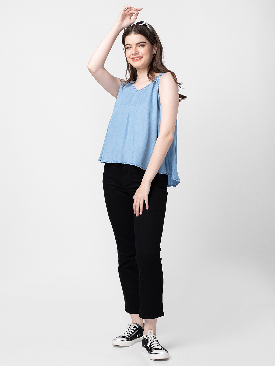 Women's Black Cotton Solid Jeans