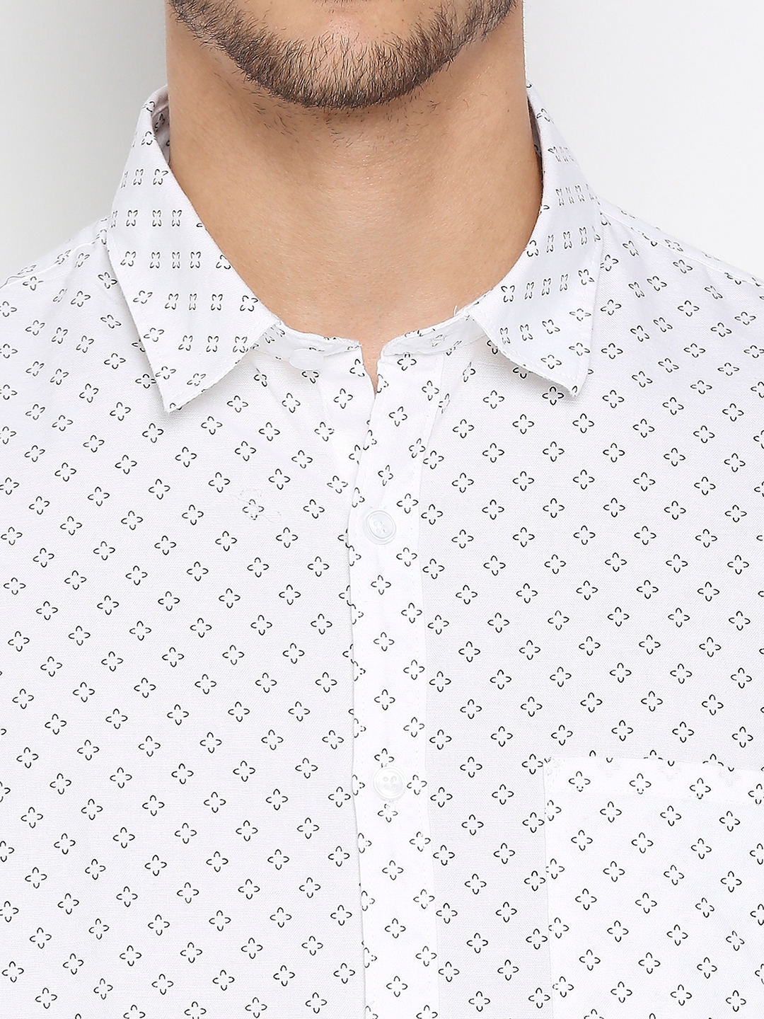 Spykar White Cotton Full Sleeve Printed Shirt For Men