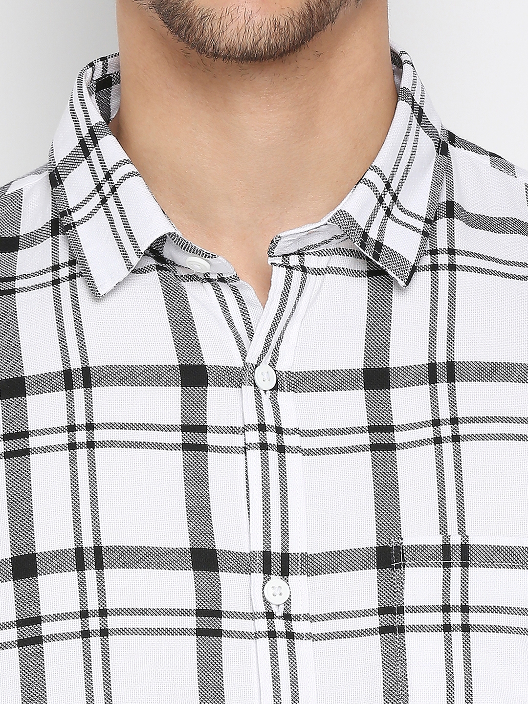 spykar | Men's White Cotton Checked Casual Shirts 4