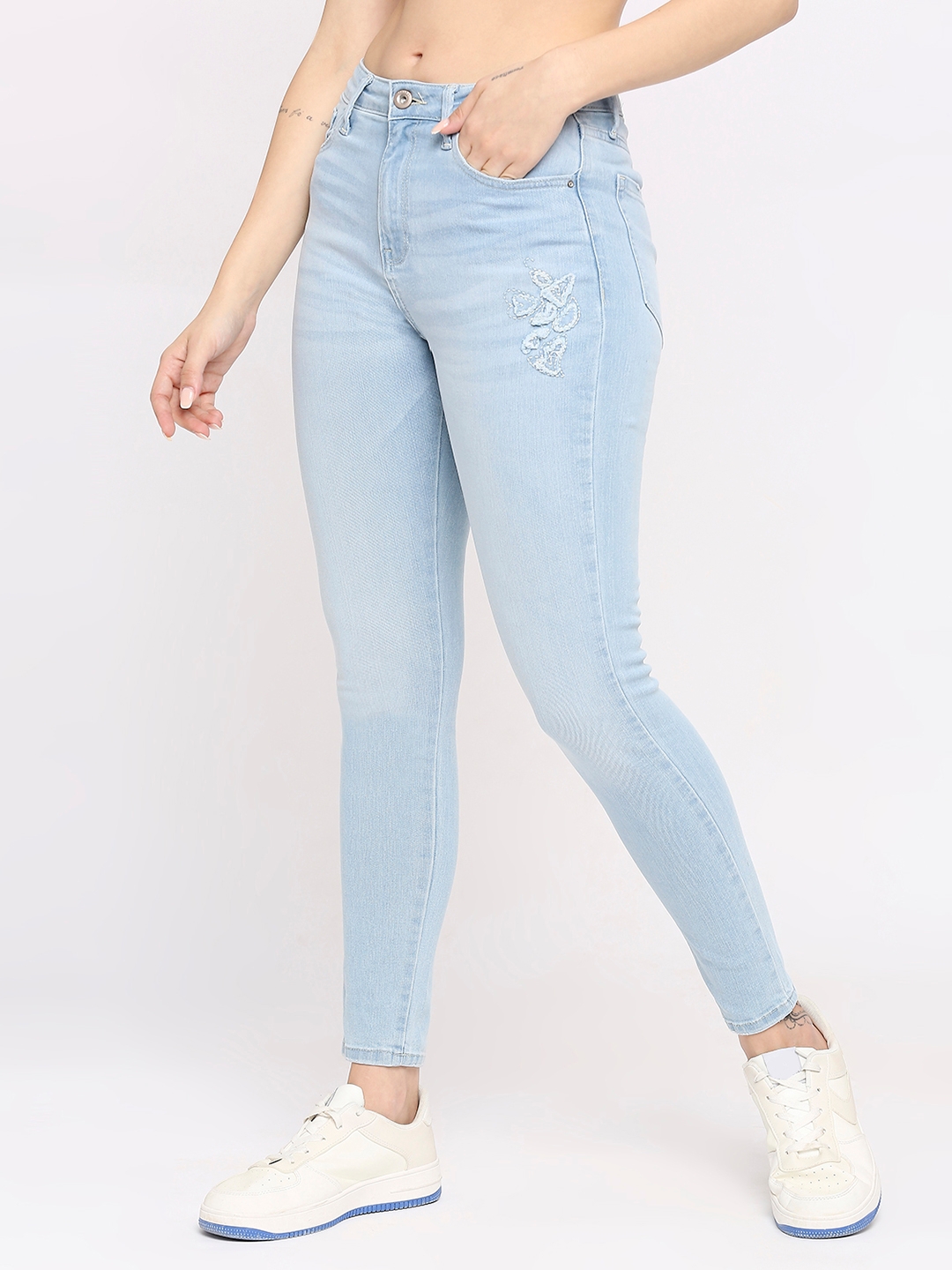 spykar | Spykar Women Light Blue Lycra Super Skinny - Clean Look High Rise Jeans-(Alexa) 1