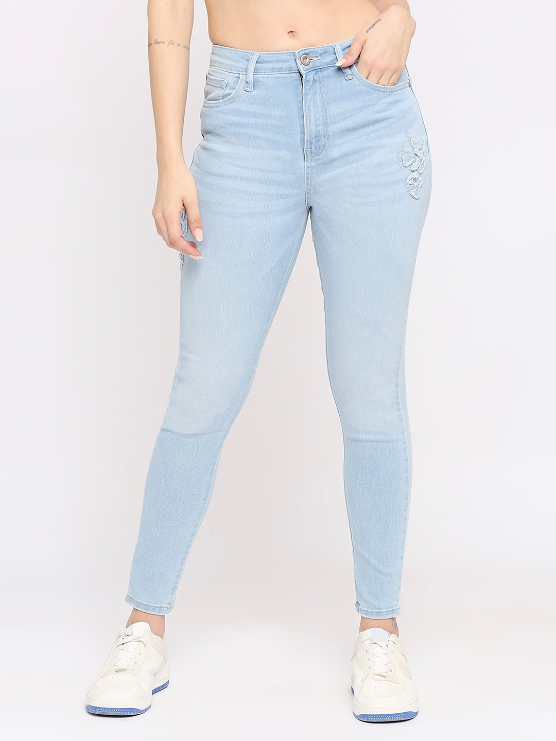 spykar | Spykar Women Light Blue Lycra Super Skinny - Clean Look High Rise Jeans-(Alexa) 0