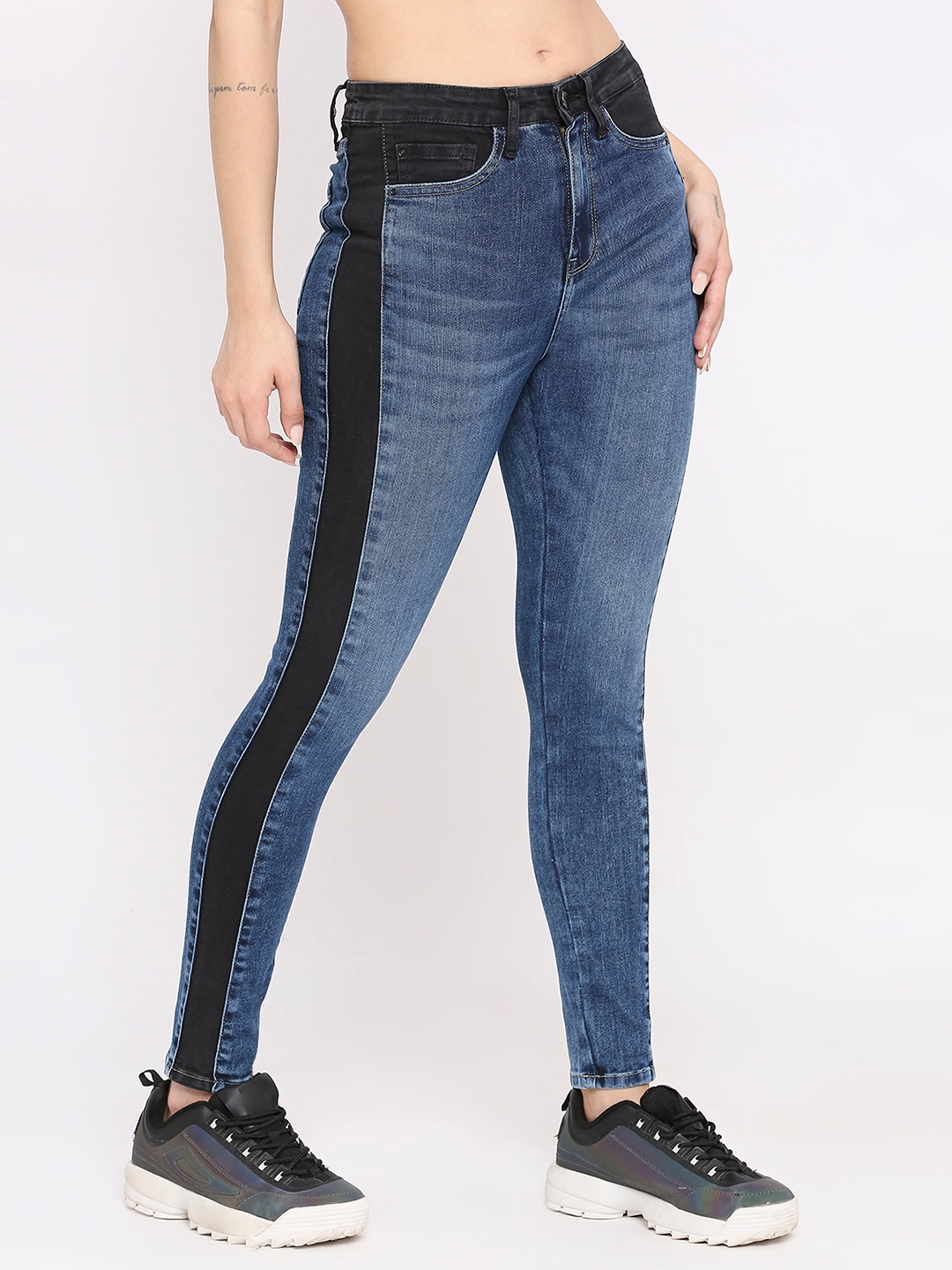 spykar | Spykar Women Mid Blue & Black Lycra Super Skinny - Clean Look High Rise Jeans-(Alexa) 2