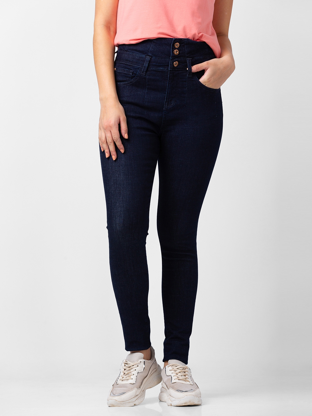 spykar | Women's Blue Lycra Solid Jeans 0
