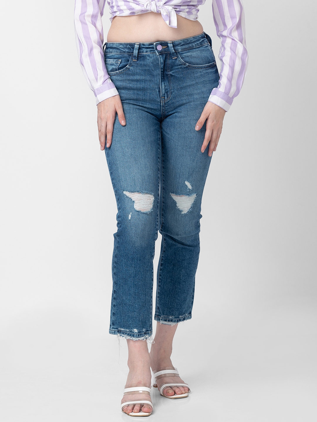 spykar | Women's Blue Cotton Solid Jeans 0