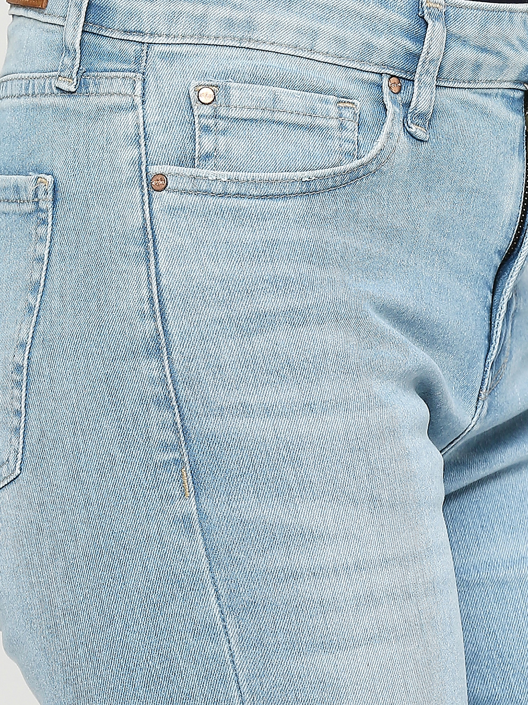 Spykar | Spykar Women Light Wash Cotton Skinny Fit Ankle Length Knee Slash Mid Rise Jeans (Adora) 4