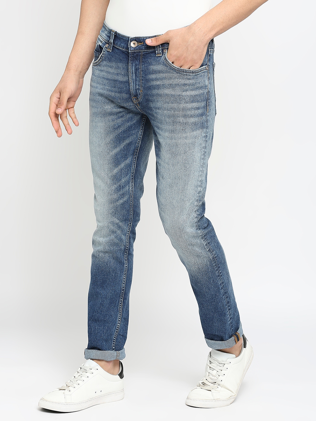 Spykar | Men's Blue Cotton Solid Jeans 1