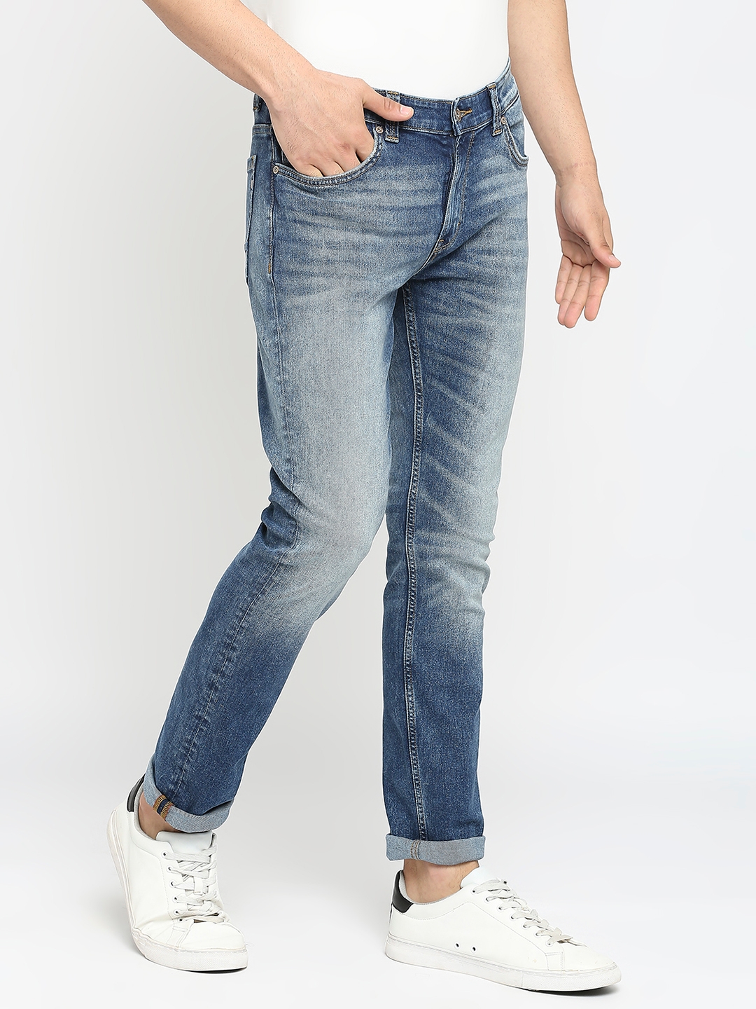 Spykar | Men's Blue Cotton Solid Jeans 2