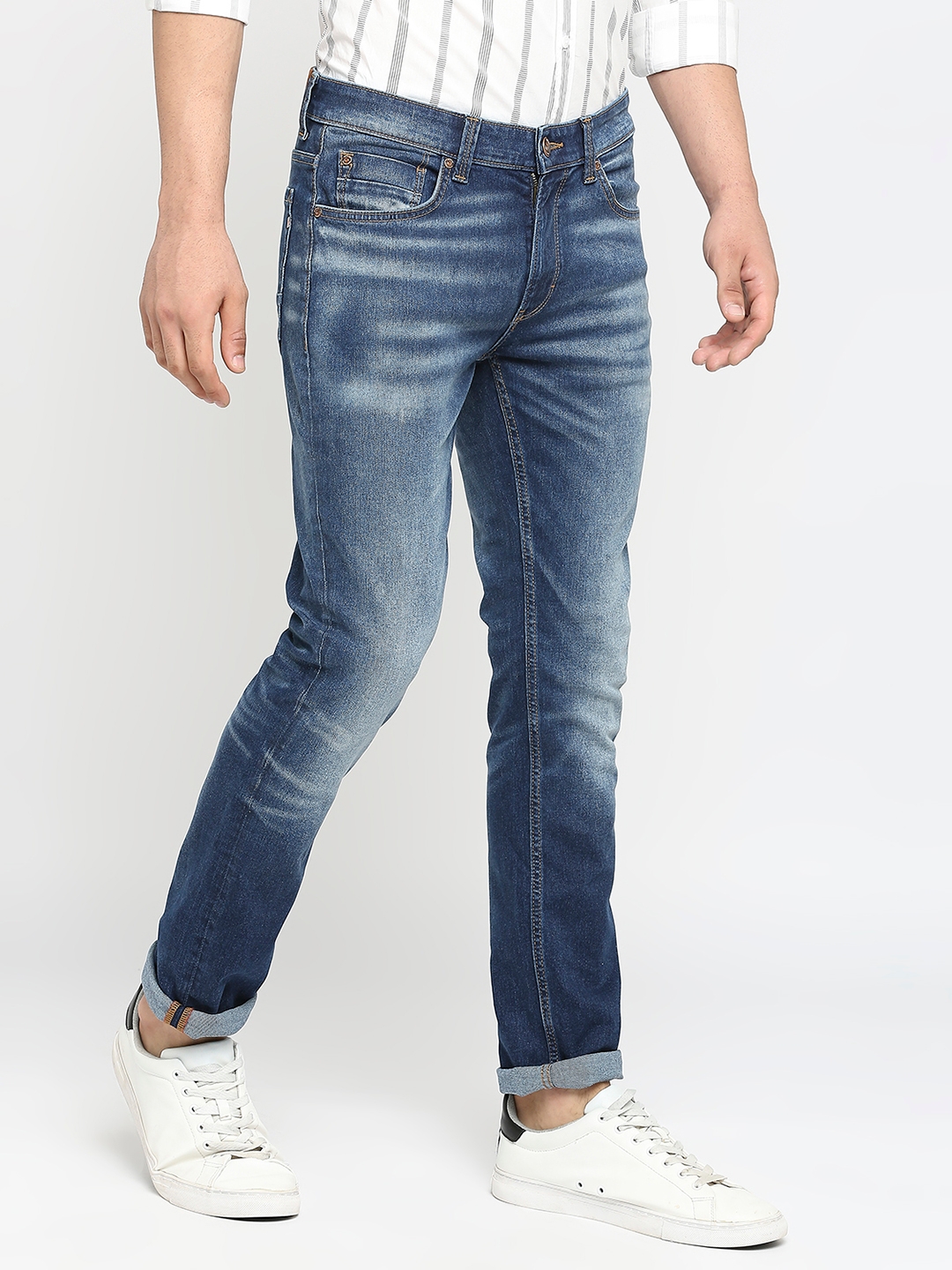 Spykar | Men's Blue Cotton Solid Jeans 2