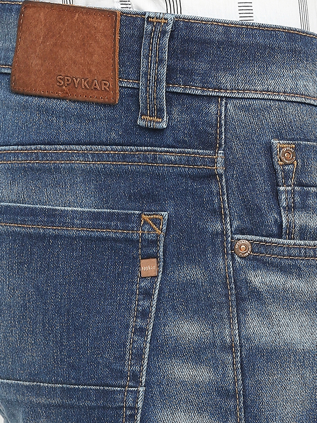 Spykar | Men's Blue Cotton Solid Jeans 4