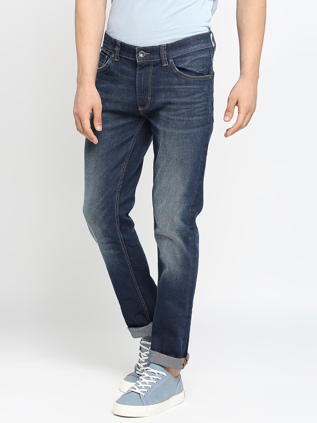 Spykar | Men's Blue Cotton Solid Jeans 1
