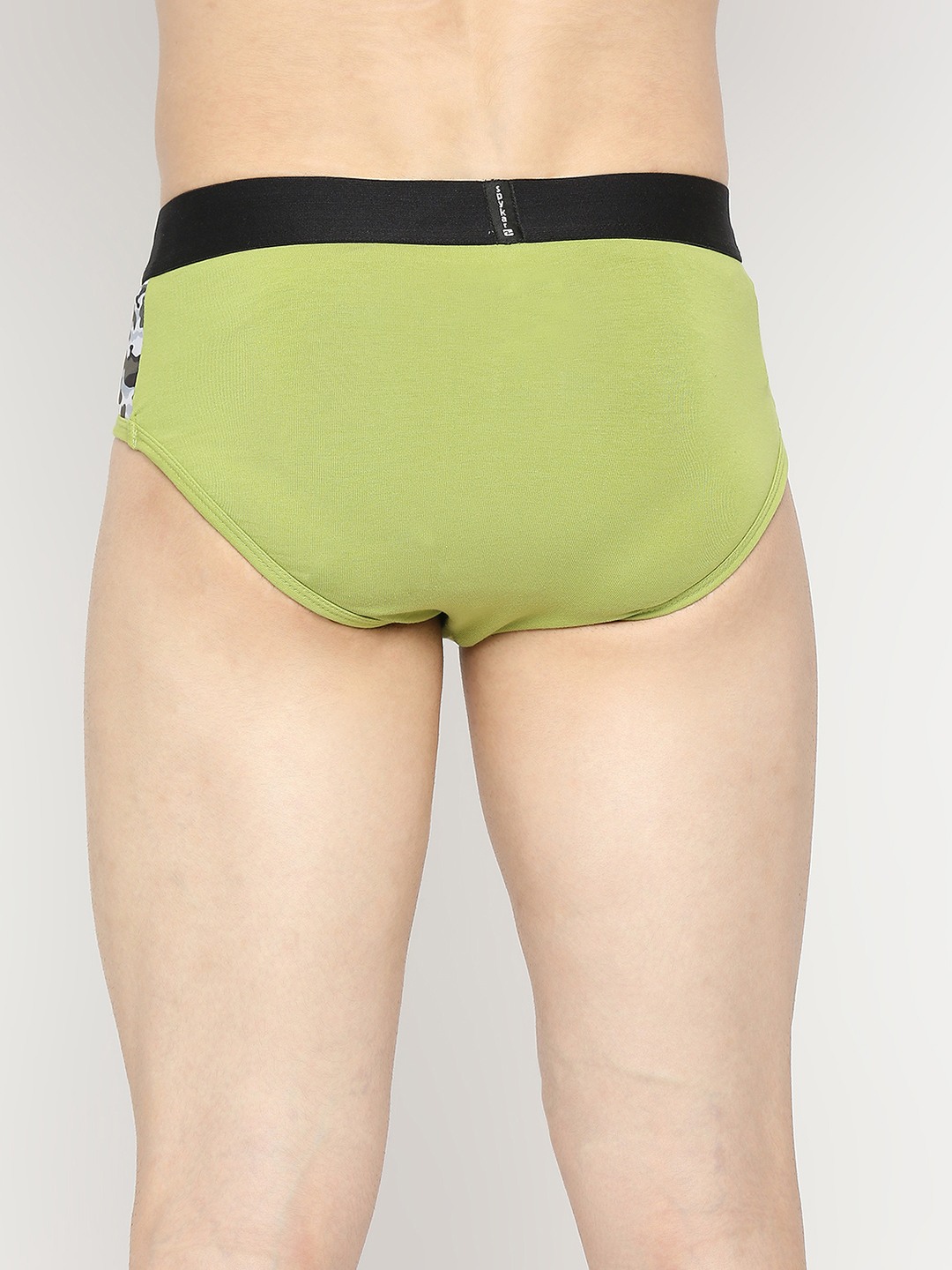 Underjeans by Spykar Men Bright Green Cotton Blend Brief