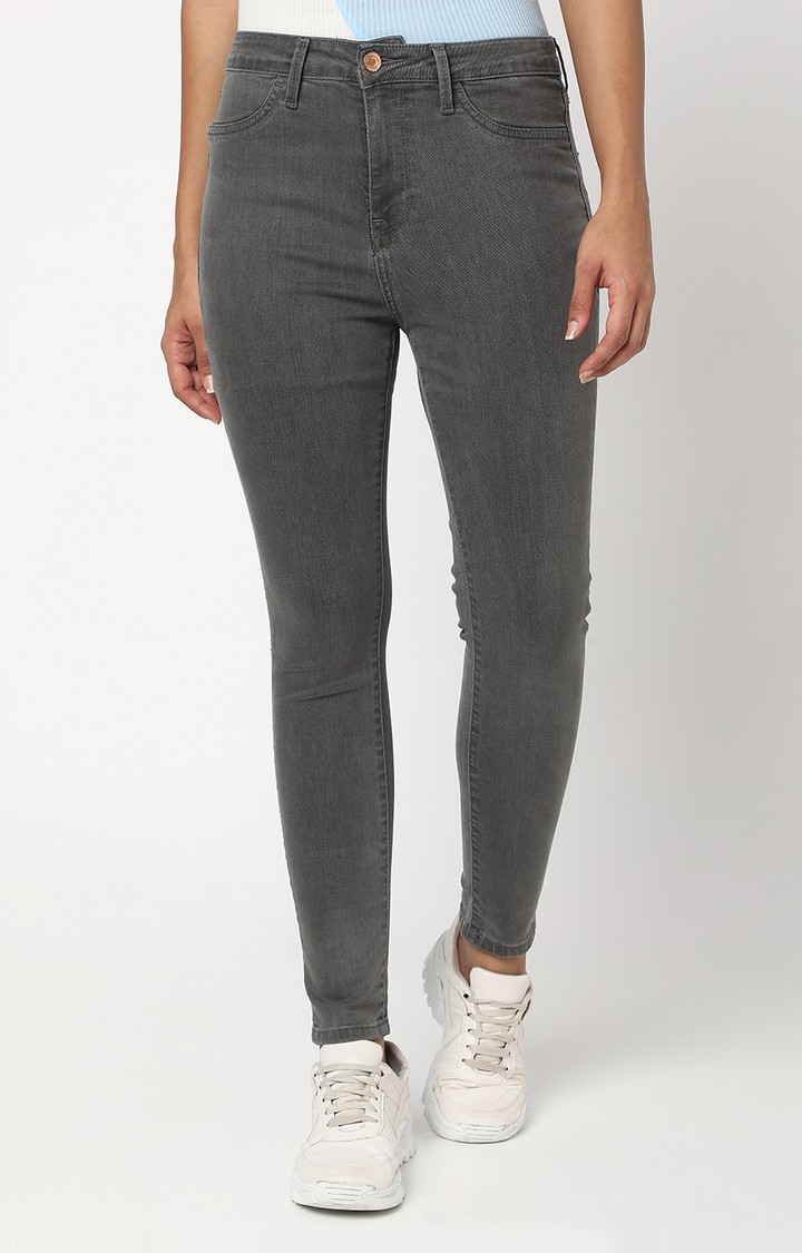 spykar | Women's Grey Cotton Solid Jeans 0
