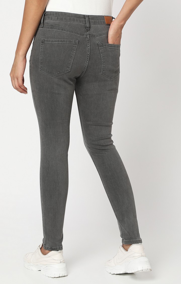 spykar | Women's Grey Cotton Solid Jeans 3