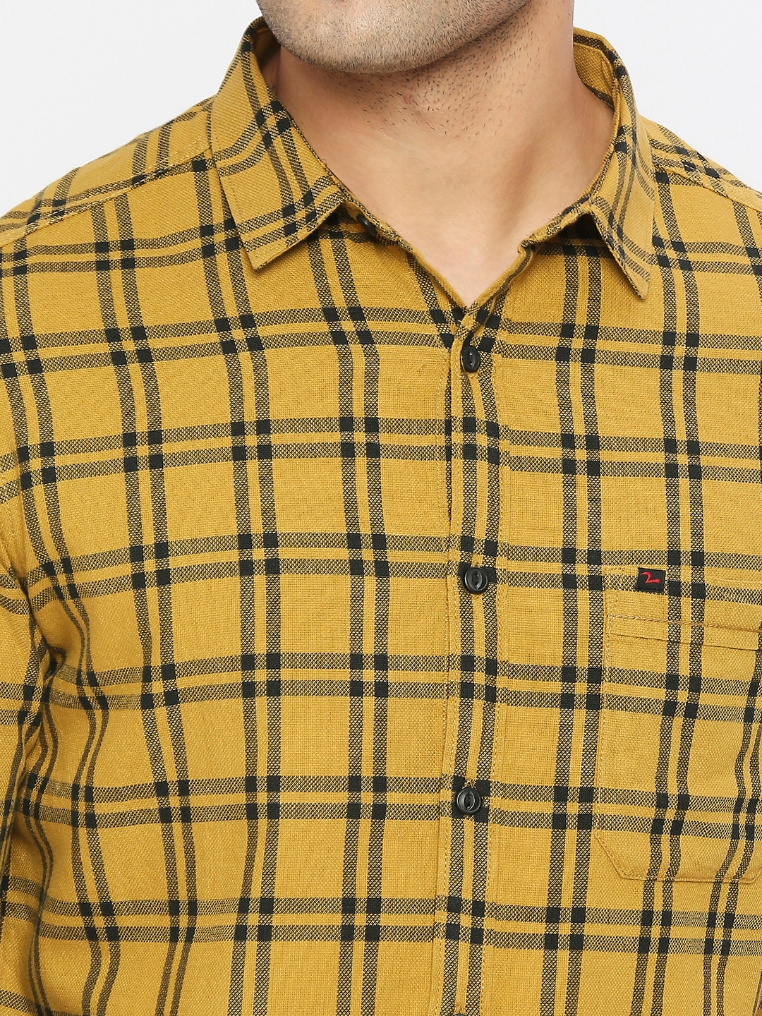 spykar | Spykar Men Khaki Cotton Slim Fit Full Sleeve Checkered Shirt 4