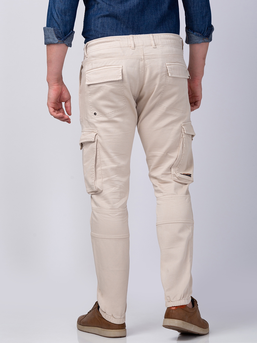 spykar | Men's Beige Lycra Solid Trousers 2