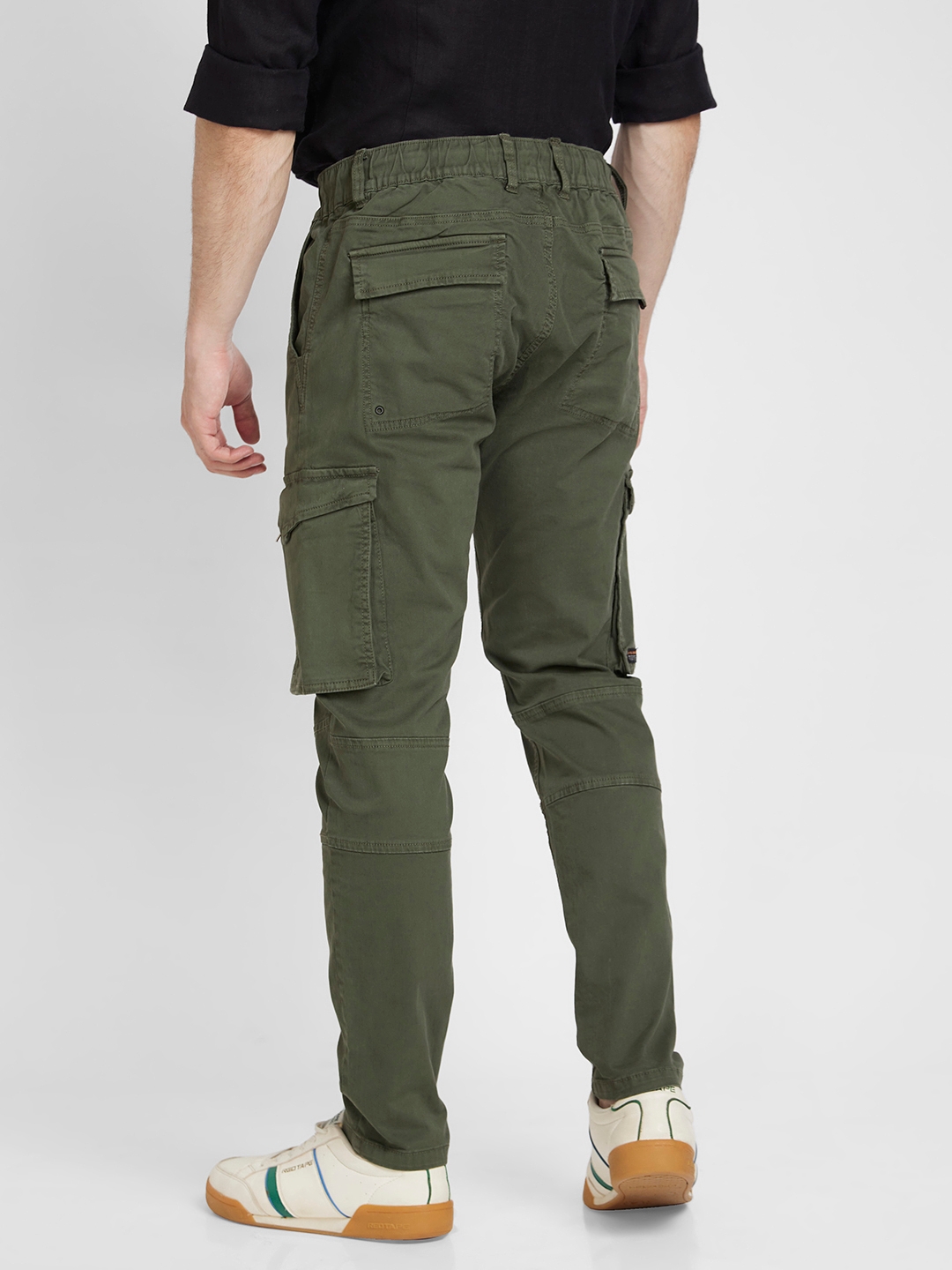 spykar | Spykar Men Rifle Green Lycra Slim Fit Mid Rise Cargo Pant 2