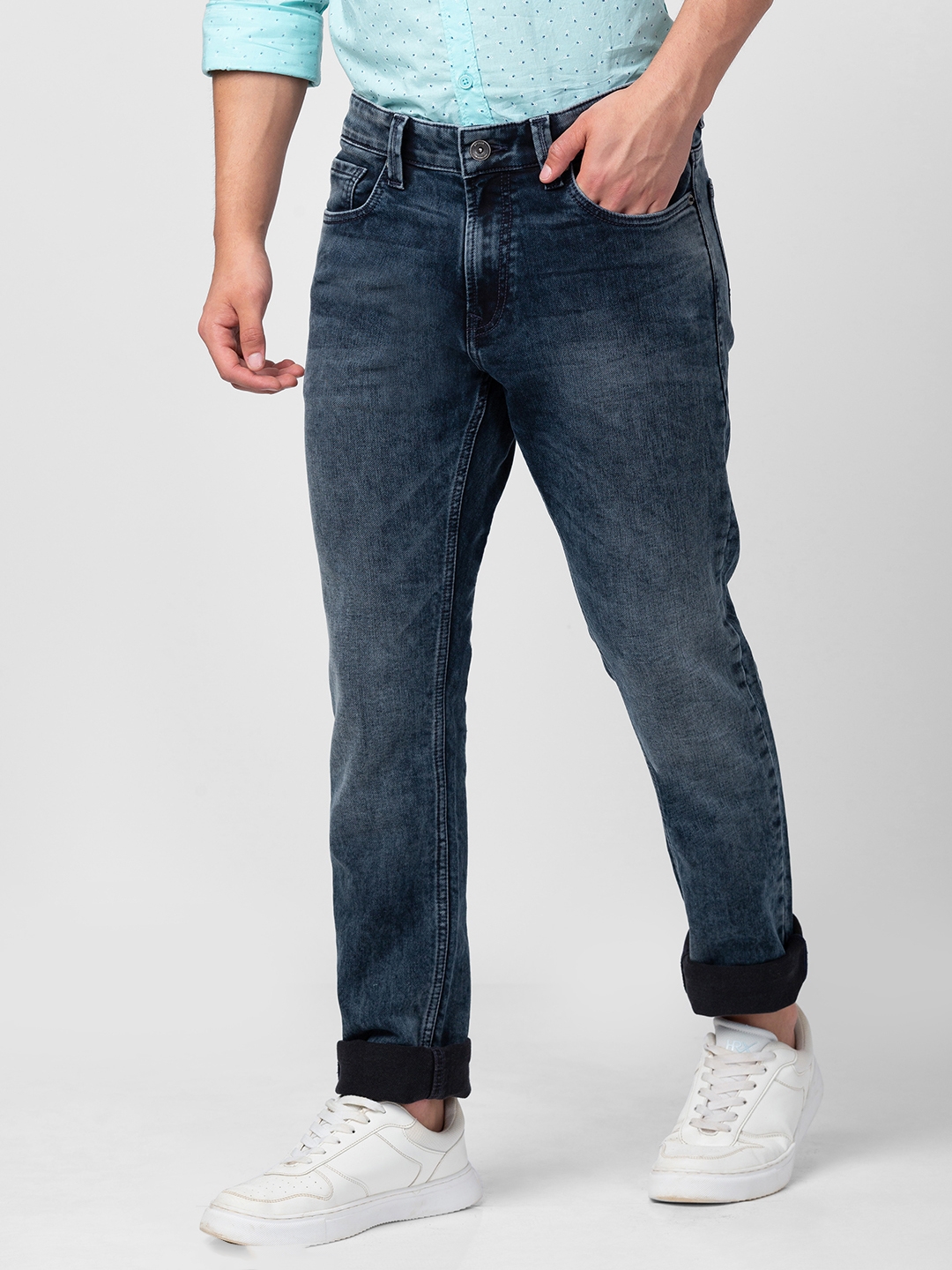 spykar | Men's Blue Cotton Solid Jeans 3
