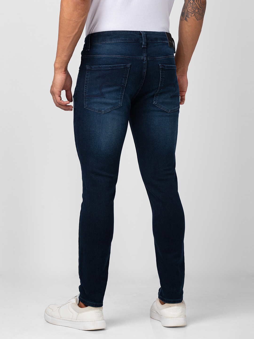 Men's Blue Cotton Solid Jeans