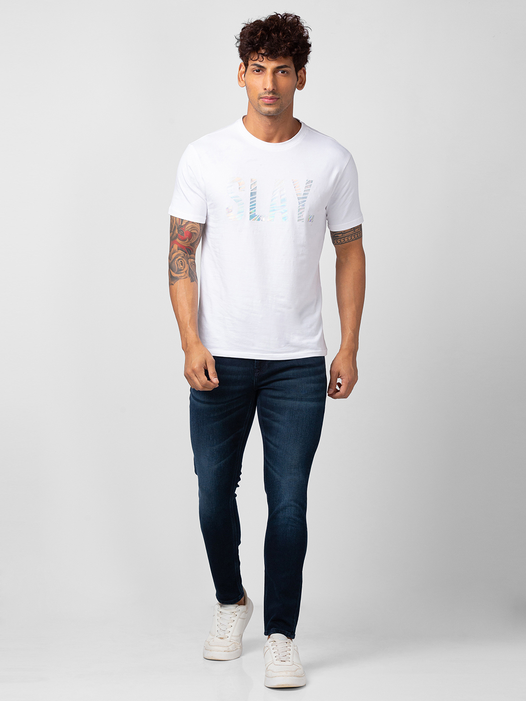 Men's Blue Cotton Solid Jeans